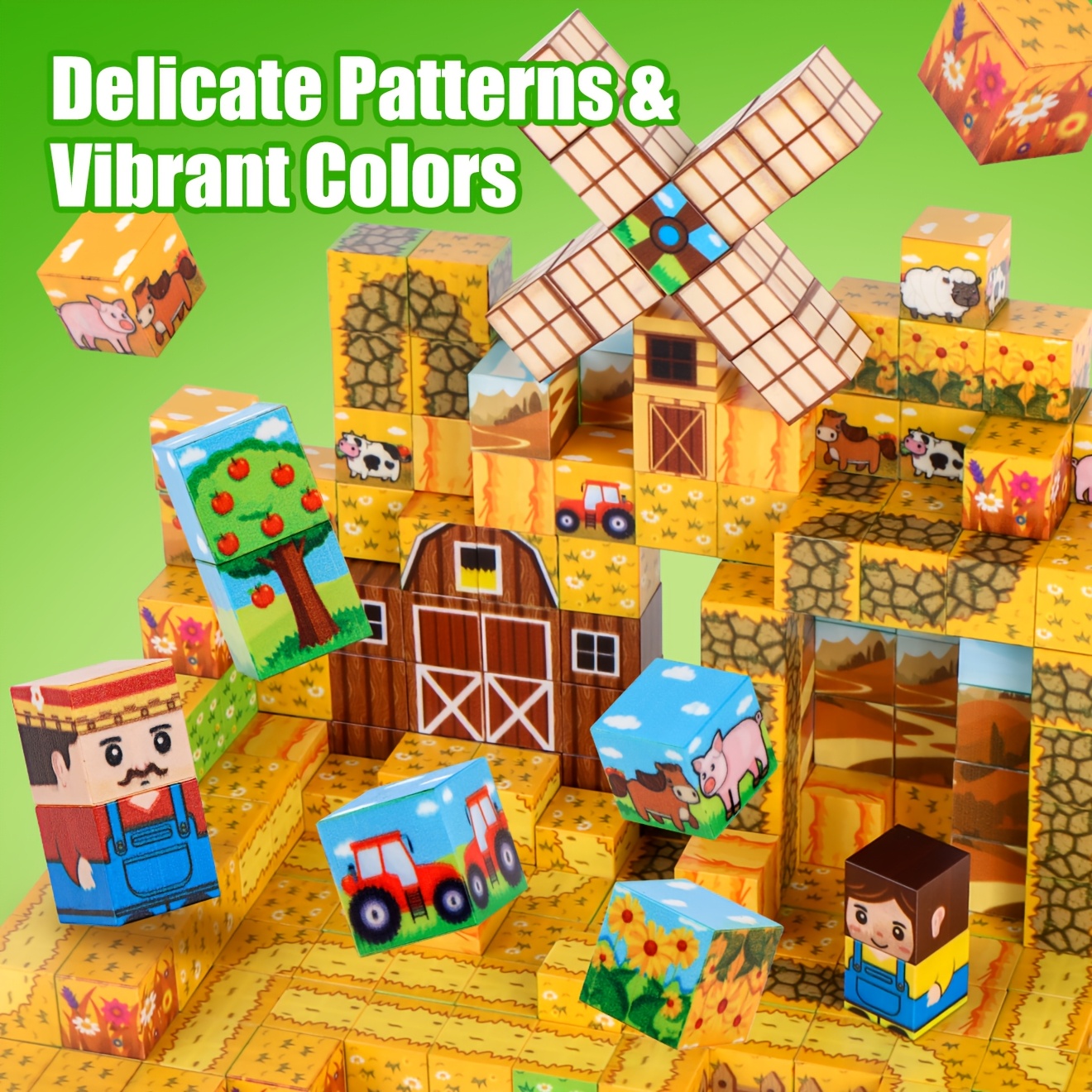 200pcs ZHENFINITY Magnetic Building Cubes, Dual-Scene Series