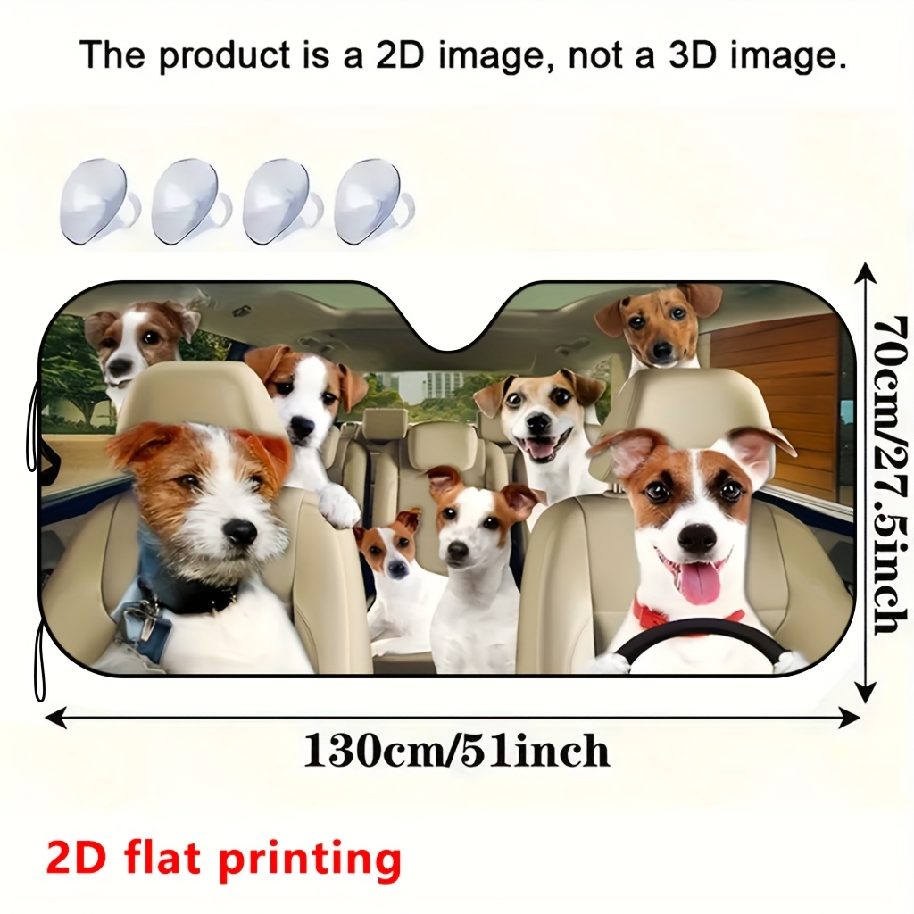 TEMU 1pc Cute Puppy Pattern Car Sunshade, , Made Of, Suitable For Front Windshields Of Various Car Models, Interior Decoration, Keeps Your Car Cool,