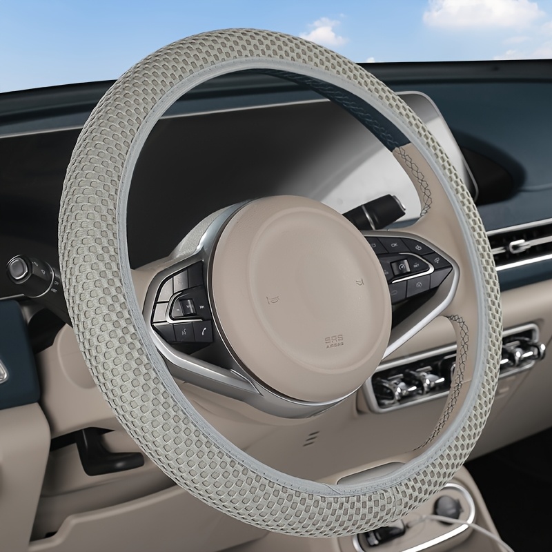 TEMU 1pc Car Elastic Steering Wheel Cover, Warm In Winter And Cool In Summer, Universal Size 15 Inches (about 38 Cm), Fiber Breathable, Anti-slip,