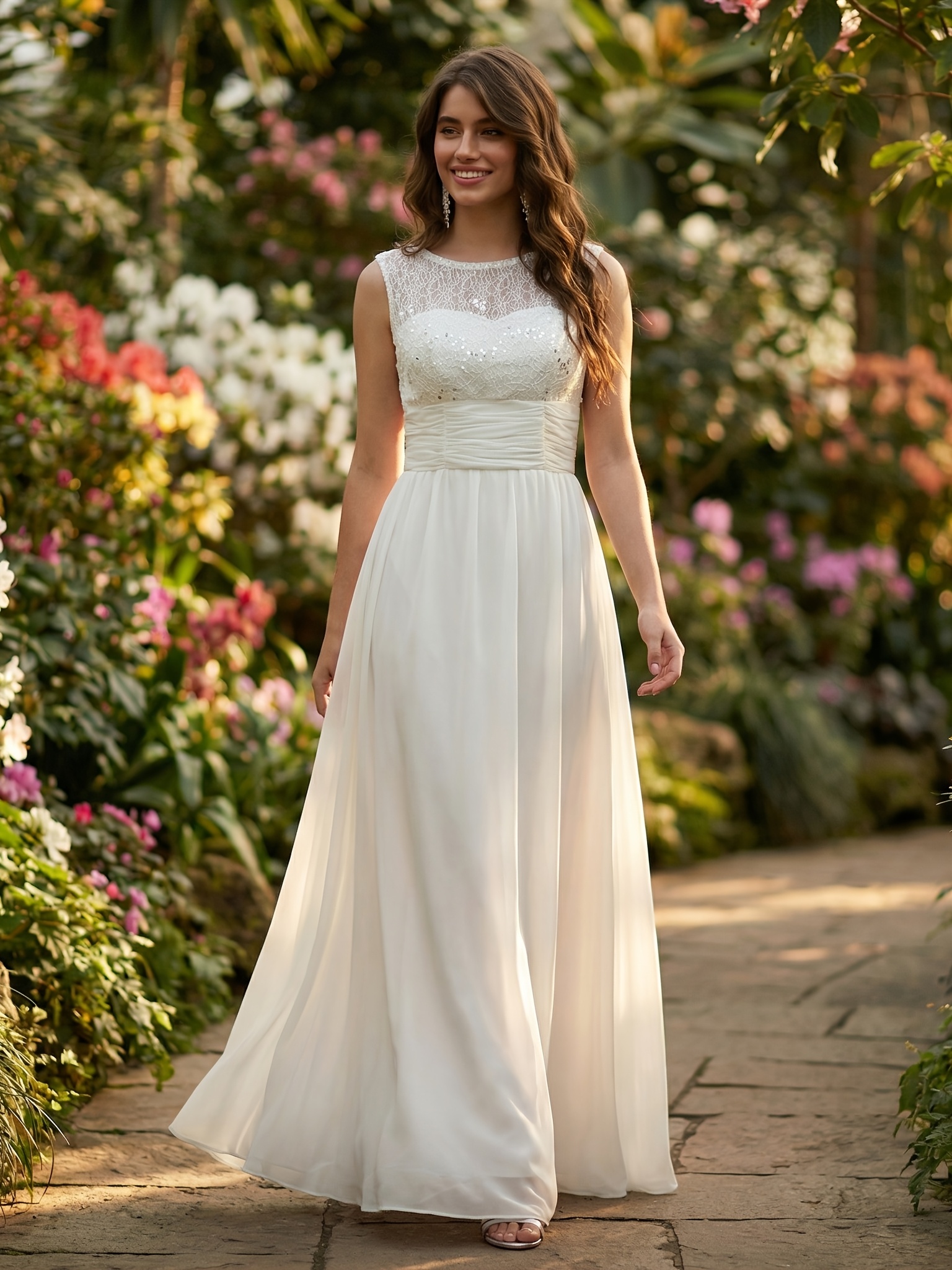 elegant white dresses women long wedding dresses bride - Temu Norway