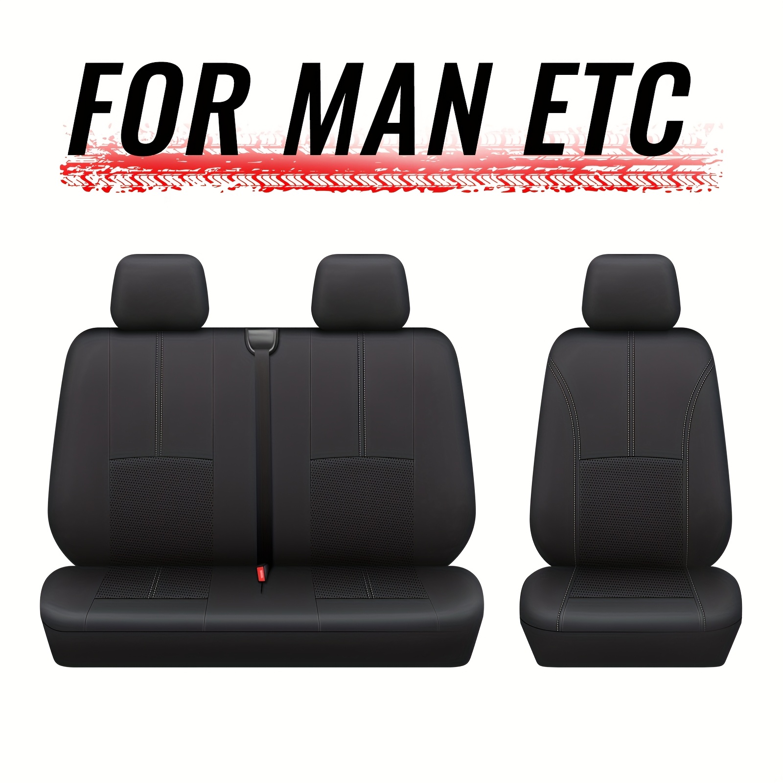 TEMU Black Faux Leather Seat Cover For Three-seater Trucks And , Suitable For Models Like Sprinter, , Transit, Traffic, And , .
