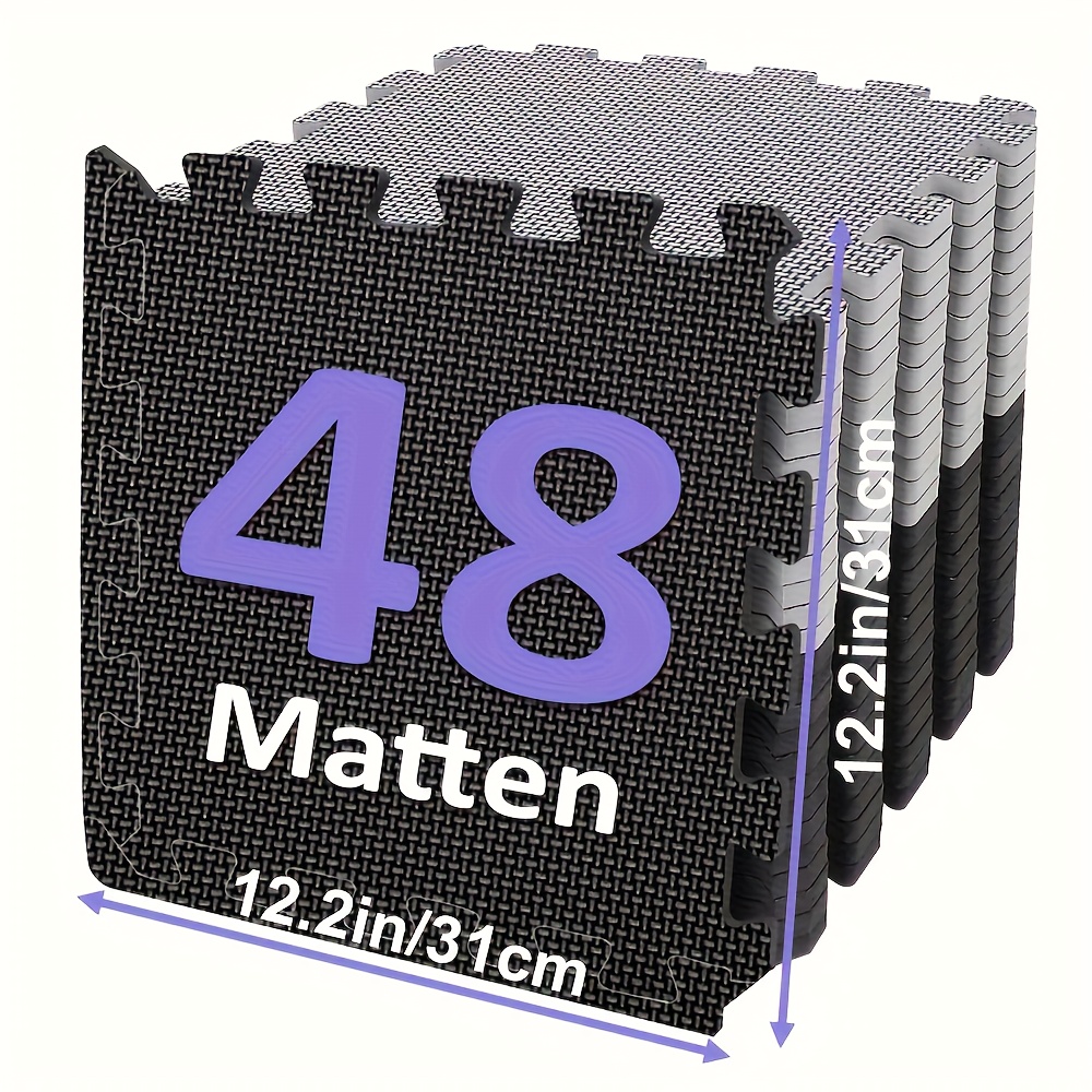 Image of A Set Of 48 Eva Foam Interlocking Floor Mats, Fitness Mats, Puzzle- Mats For Plastic Floor Tiles, Home Gym Flooring, Fitness Equipment-specific Fitness Mats