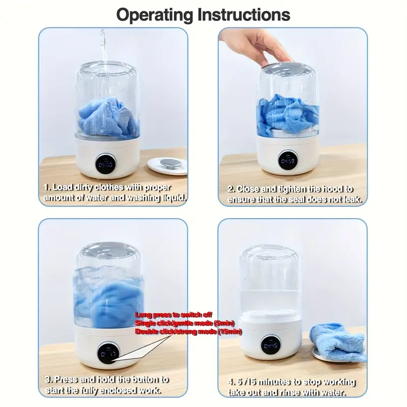 portable washing machine 1 2l fully automatic mini washer for small washing machine rechargeable for underwear bras socks travel camping laundry solution usb charging travel laundry solution compact laundry device plastic construction washing machine accessories details 4