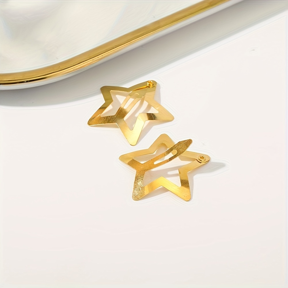 5/15/30/60pcs Y2K Silvery Star Hair Clips for Girls Filigree Star Metal Snap Clip Women Simple BB Hairpins Barrettes Hair Accessories, Gift for Eid, Ramadan