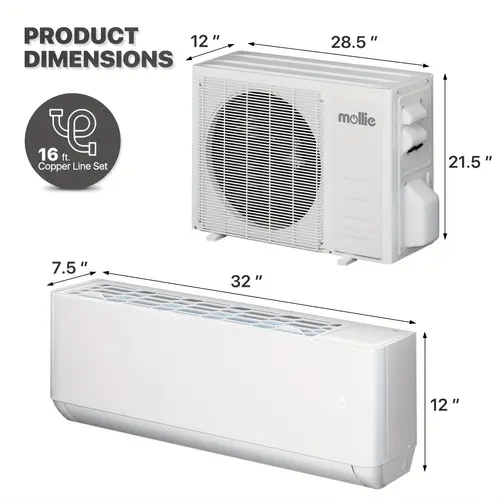 9000 btu 115v 23 0 seer2 split air conditioner compatible with via wifi app control ac systems for cooling heating energy saving