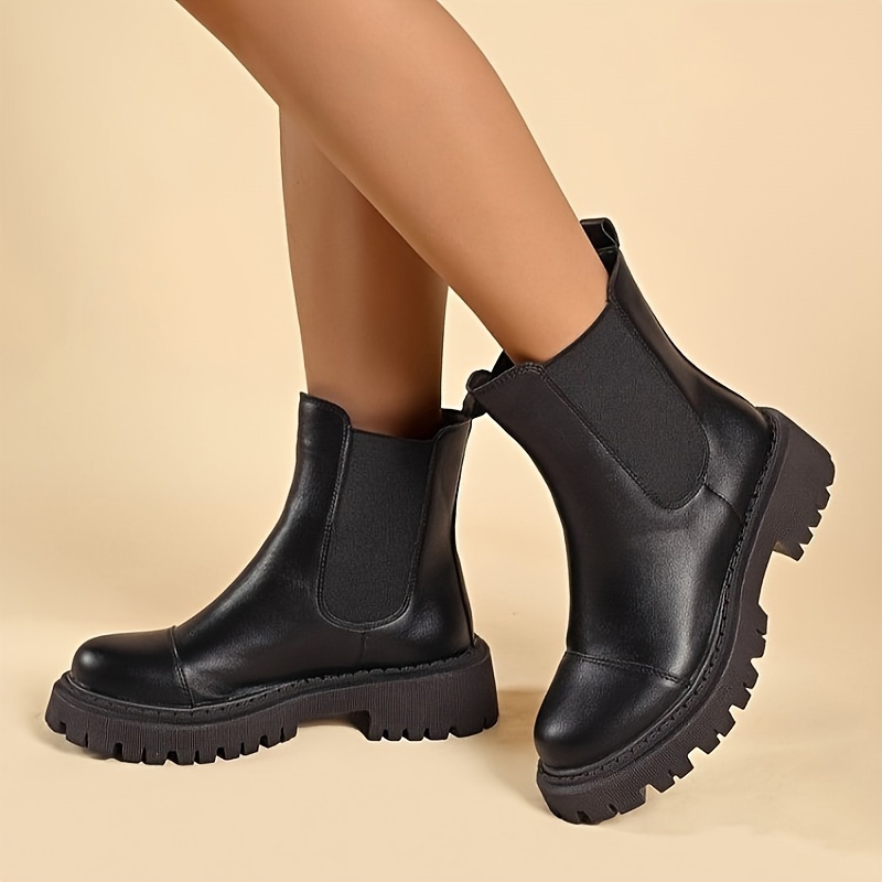 

Bottines à plateforme pour cheville élastique pour femmes, à talon haut, avec semelle en caoutchouc, doublure et semelle en tissu, pour toutes les - Lavable à ou nettoyable au sec - Zone de de