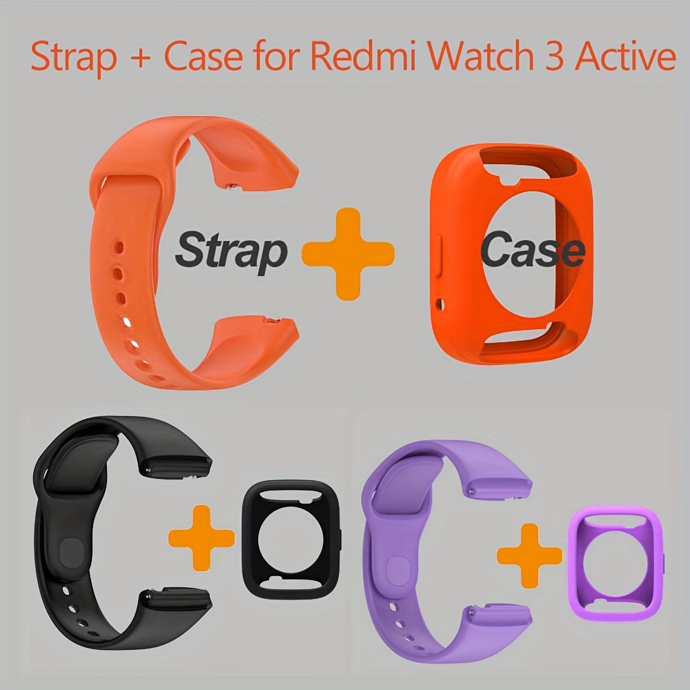 

Silicone Strap + Protective Cover Compatible For Xiaomi Redmi Watch 3 Active Smart Watch Band Wrist Band For Mi Watch 3 Active Protective Case Protector Cover
