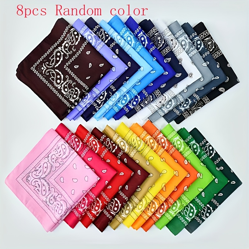 E-shop 8er-Set Boho Paisley Bandanas - Vielseitige Polyester Stirnbänder & Gesichtstücher in Verschiedenen Farben, für Frühling & Sommer