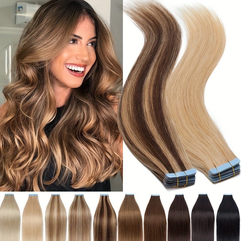 50g pack 20pcs tape in human hair extensions 100 brazilian human hair tape in extensions straight light beige weft 100   seamless design human hair extensions for women 14 24 inches date gift cosplay details 0