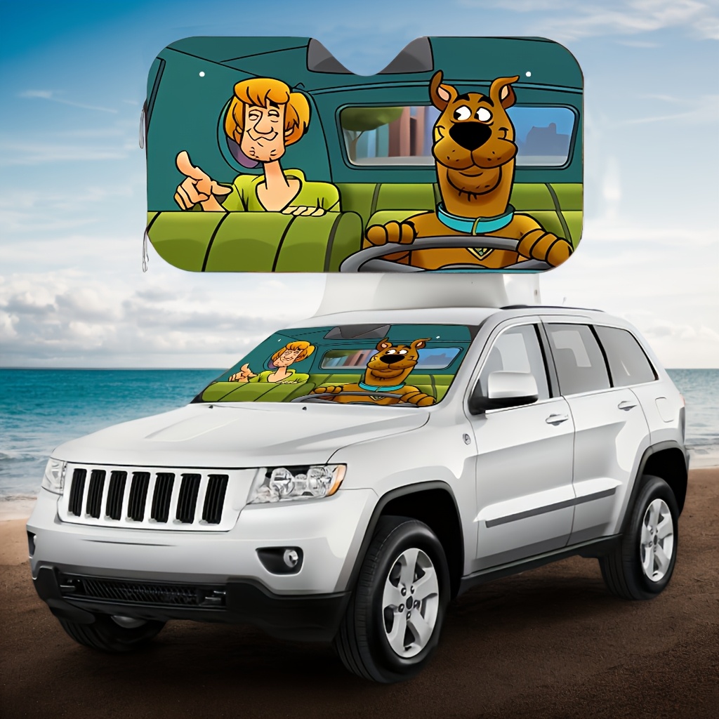 TEMU 1pc Warner . Themed Printed Sunshade, Car Background, Foldable Sunshade, Cartoon-style Reusable Portable Car Windshield Sunshade Decoration,