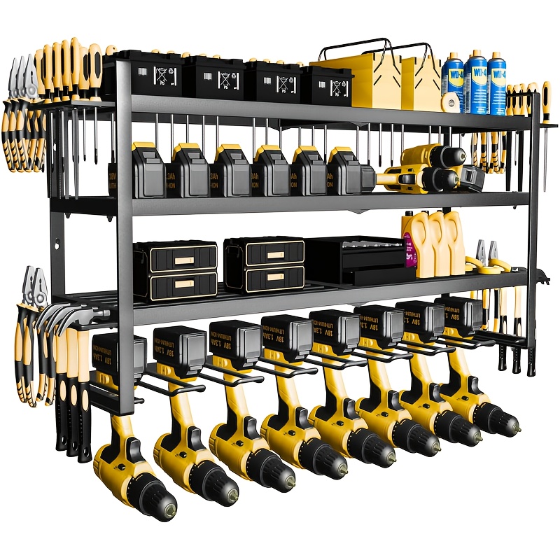 TEMU Power Tool Storage Rack, Heavy Metal Storage Rack, Wall-mounted Electric Drill Screwdriver Holder, Garage Tool Storage Rack, Storage Rack, Space
