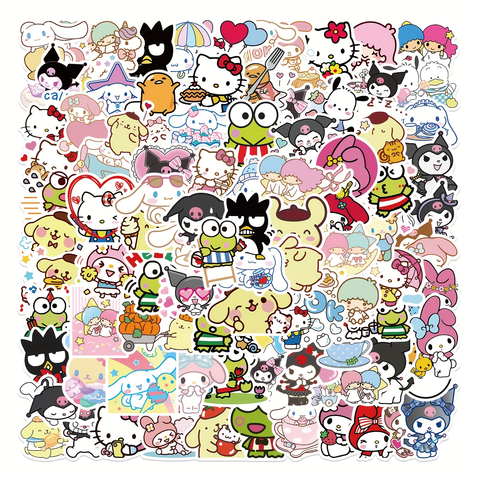 

100pcs Sanrio Collection Cartoon Luggage Waterproof Stickers, Cinnamoroll, My Melody, Desk Decoration, Cute Stickers