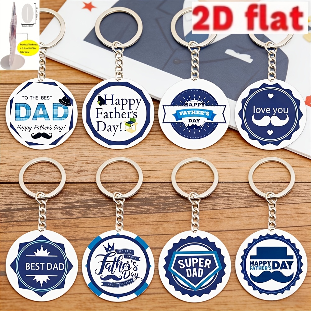 TEMU 2d 8pcs Father's Day Keychain Set, Father's Day Gift, Car Key Pendant, For Father's Day, Unique Father's Day Present, Printed With "happy