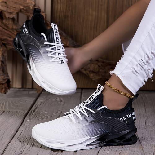 item picture new autumn mens shoes white and black gradient sneakers comfortable and breathable mens running shoes tennis shoes lightweight outdoor sneakers with gradient black and lightweight md sole breathable woven technology fabric