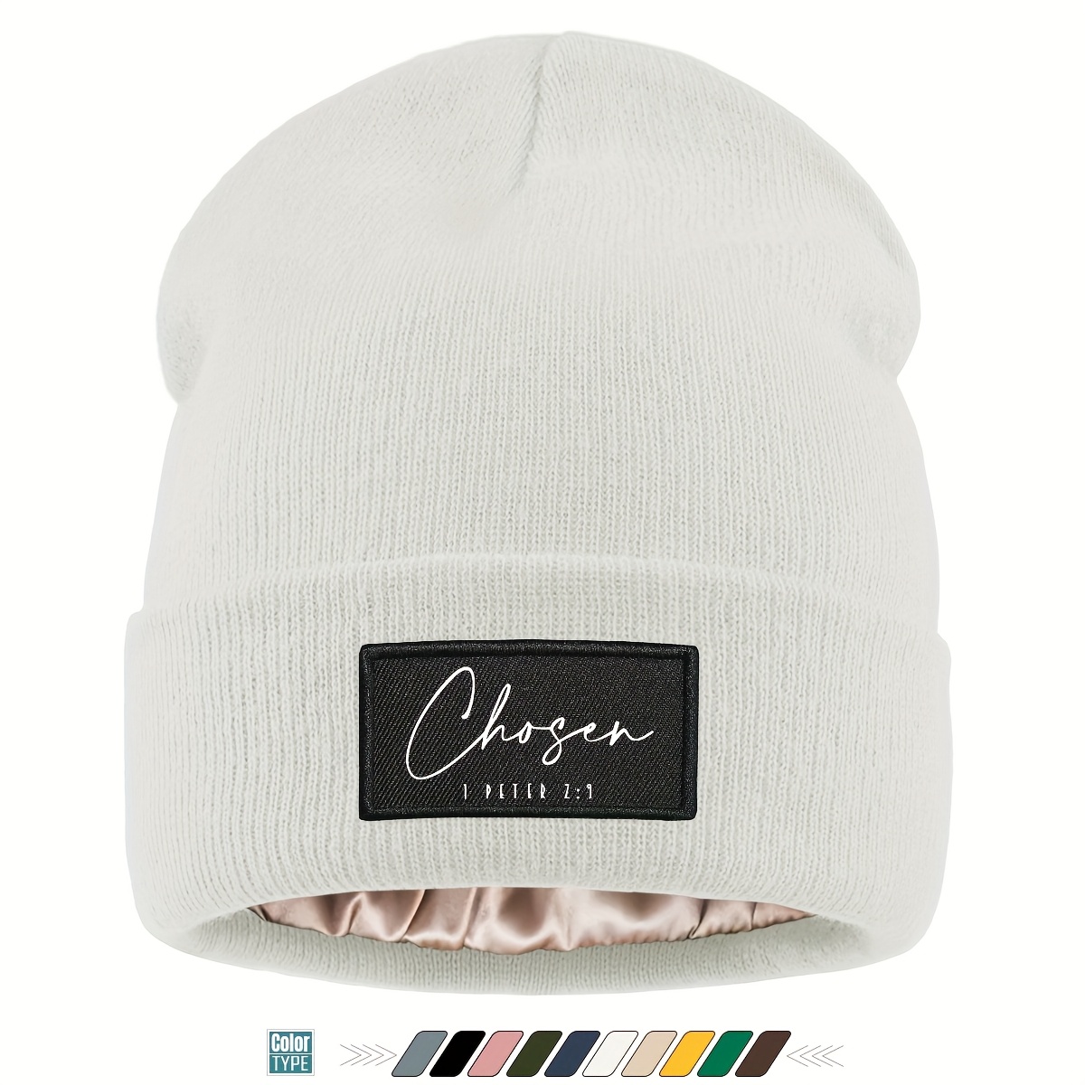 TEMU 1pc Christmas Gift "" Print Label Hat, Mother' Brimless Beanie, Lightweight And Comfortable Winter Pullover Hat For Men And Women, Warm For Dad