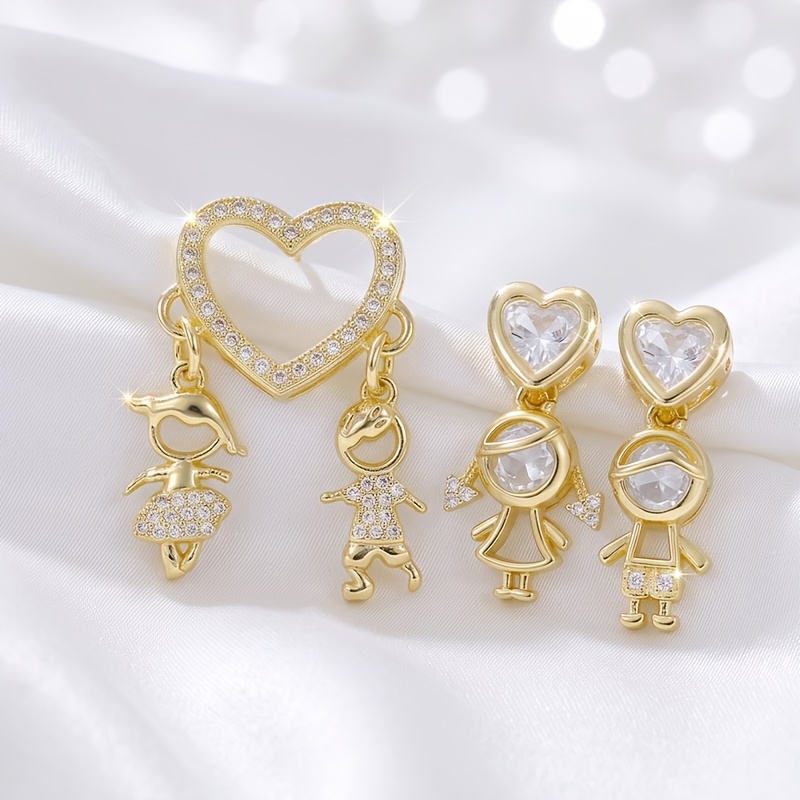 Women's Copper Heart Pendant with 18K Gold Plating & Zircon