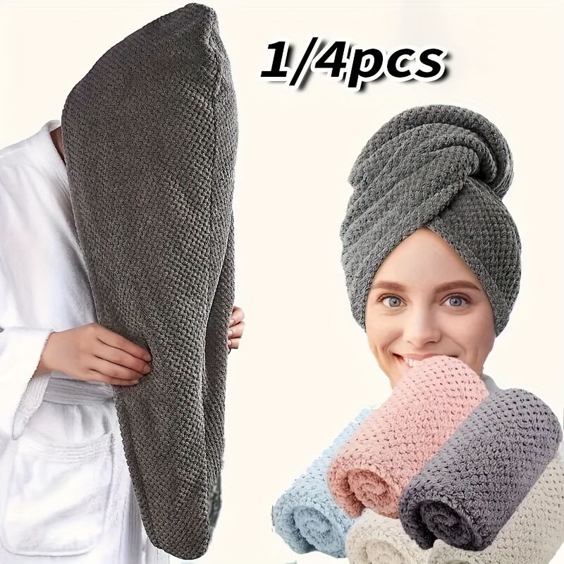 

1pc/4pcs Towel, 300gsm Drying Cap, Towel For Bathroom, Towel For Curling , Towel For Wet , Bathroom Supplies, Bathroom Accessories