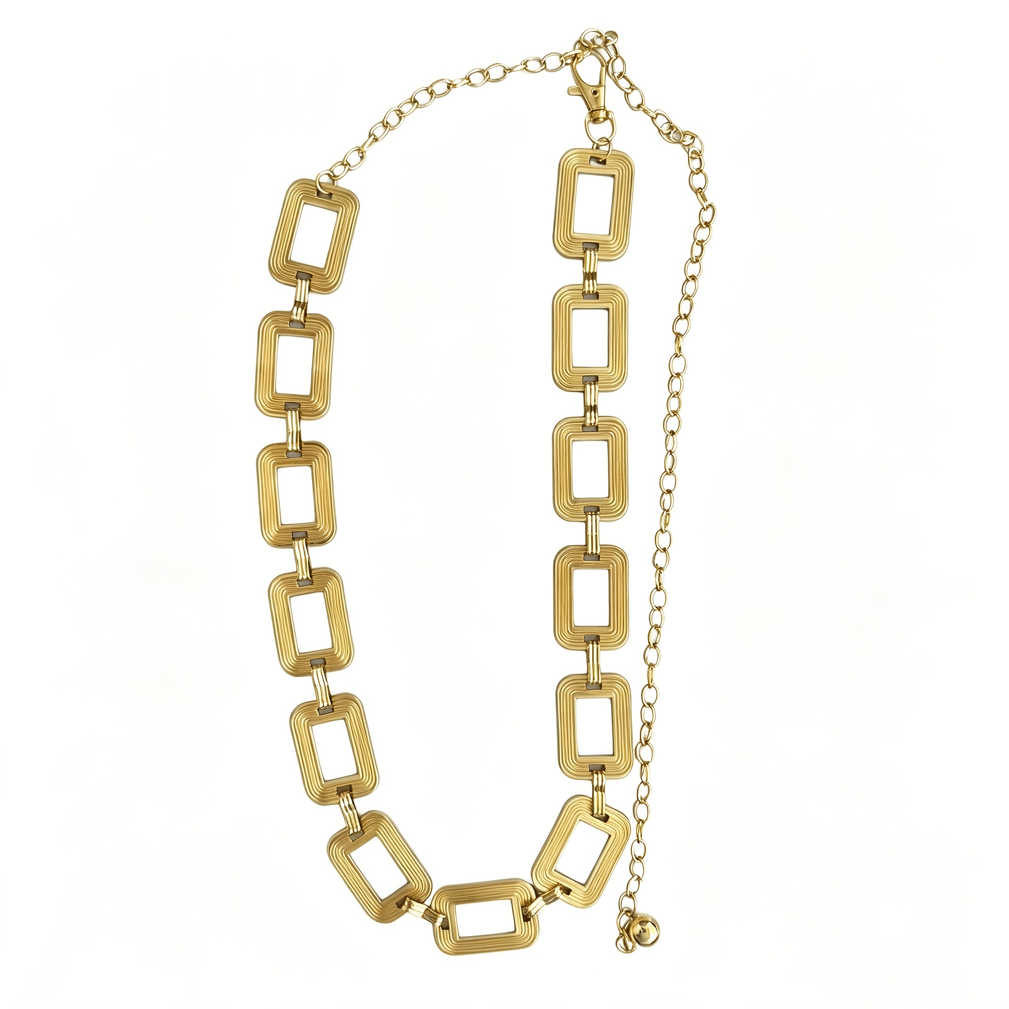 TEMU 1pc Golden/silvery Belt Chain Rectangular Embossed Belt Women's Belt Clothing Accessory Design Belt