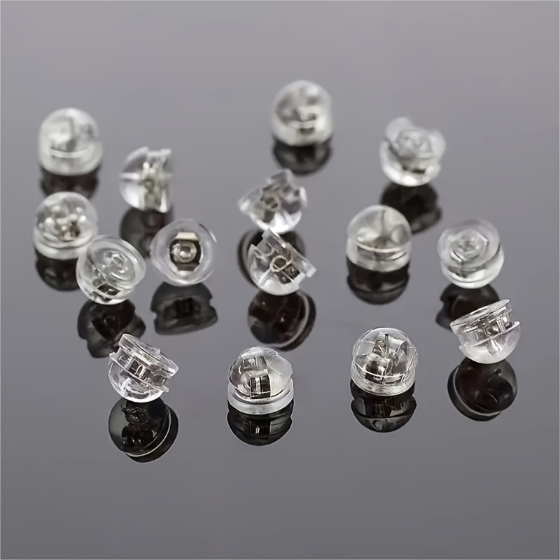 10pcs Silicone Ear Stud Back Plug Earrings Pin Backs, Hypoallergenic Semi-circular Hamburger Ear Plug Jewelry Accessories Safety Earrings Pin Backs Accessories