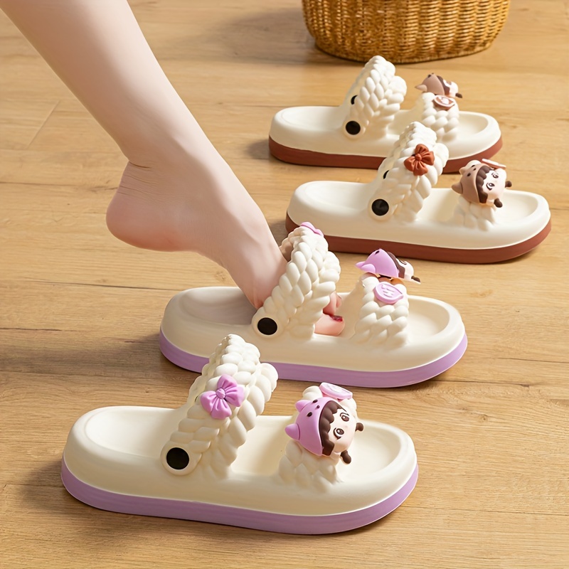 

Women's Cute Cartoon Design Platform Slide Sandals, Open Toe Soft Sole Eva Indoor & Outdoor Summer Beach Shoes