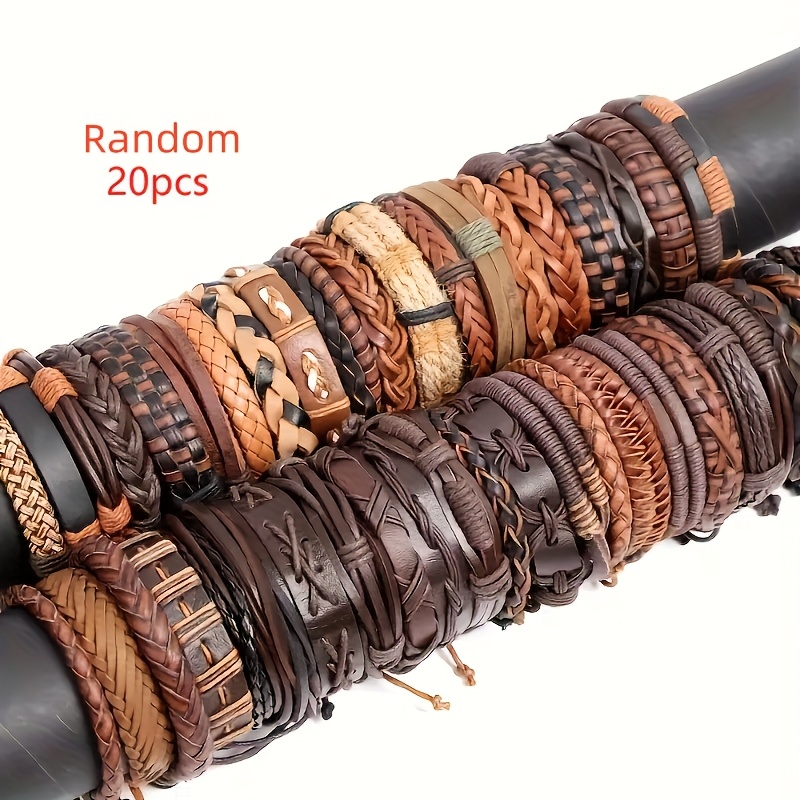 TEMU Braccialetti in PU stile antico da /50 pz, confezione casuale di bracciali a polsino, miglior regalo per gioielli da festa