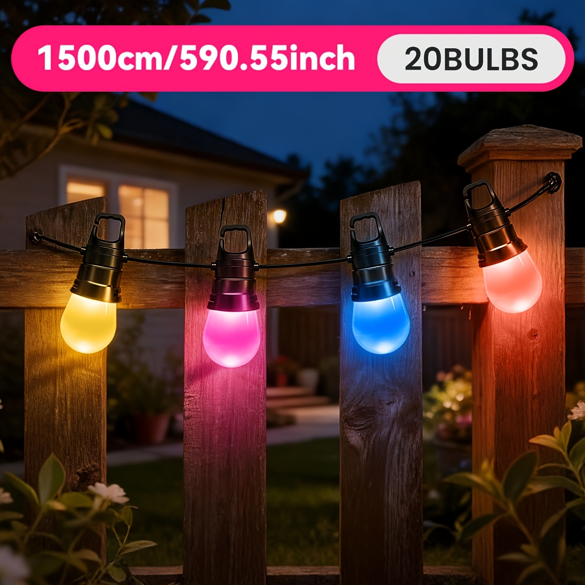 Image of 60m/45m/30m/15m Rgb Outdoor String With App & Remote Control, Plug-in Dimmable Color-changing Light Suitable For Indoor/outdoor Decoration, Timer Lamp For Parties, -type Plug For