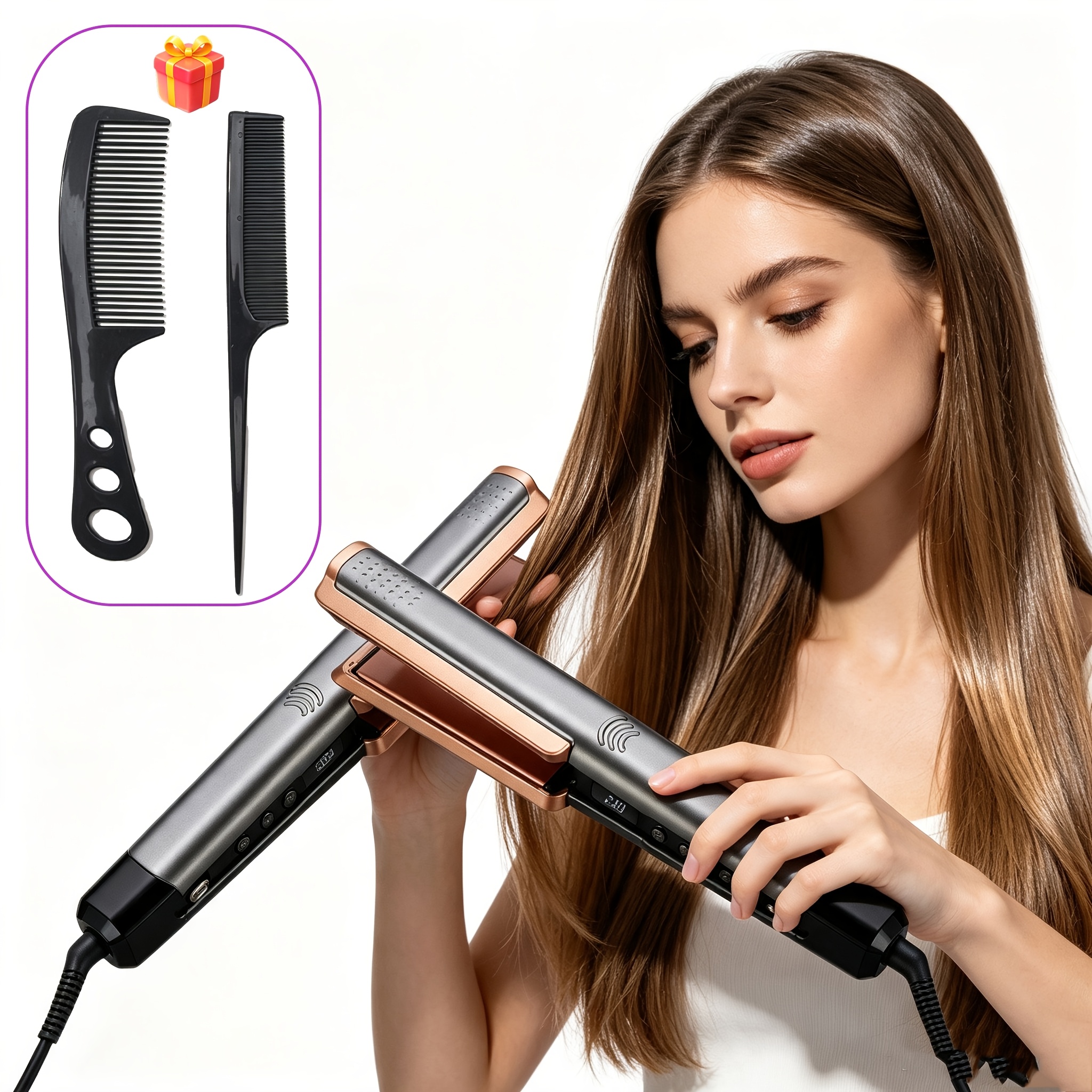 [hjhhhqhy]portable Home Hair Straightener, Curling And Straightening For Salon Use, Straightener With Display Temperature Control, Smooth And Shiny Straight Hair, A Holiday/birthday Gift For Women