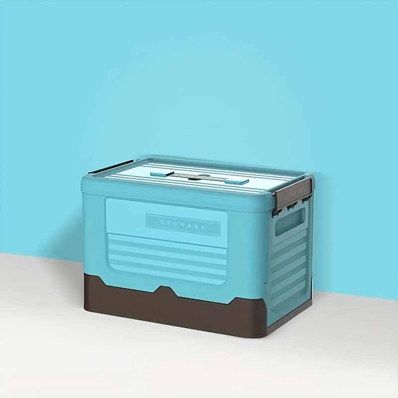 TEMU 6.82 Gallon Large Folding Storage Box With Handle - Durable Plastic, Organizer For Camping, Car Trunk, Bedroom, Dorm, Picnic & Outdoor