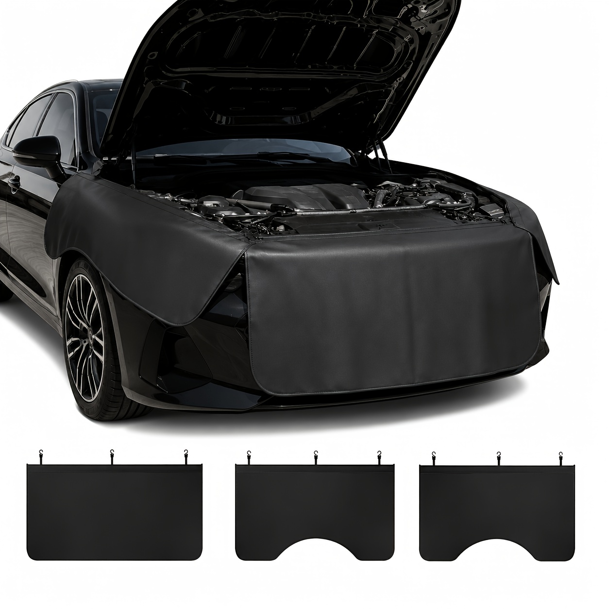 TEMU 3pcs Set Of Car Repair Fender Protection Pads, Front Bumper Engine Bay Maintenance Protective Covers, -style Body Covers, Front Piece 135 Cm /