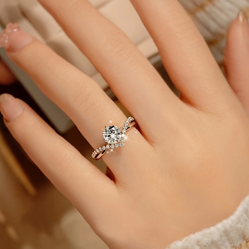 Adjustable Princess Cut CZ Engagement Ring in Rose Gold