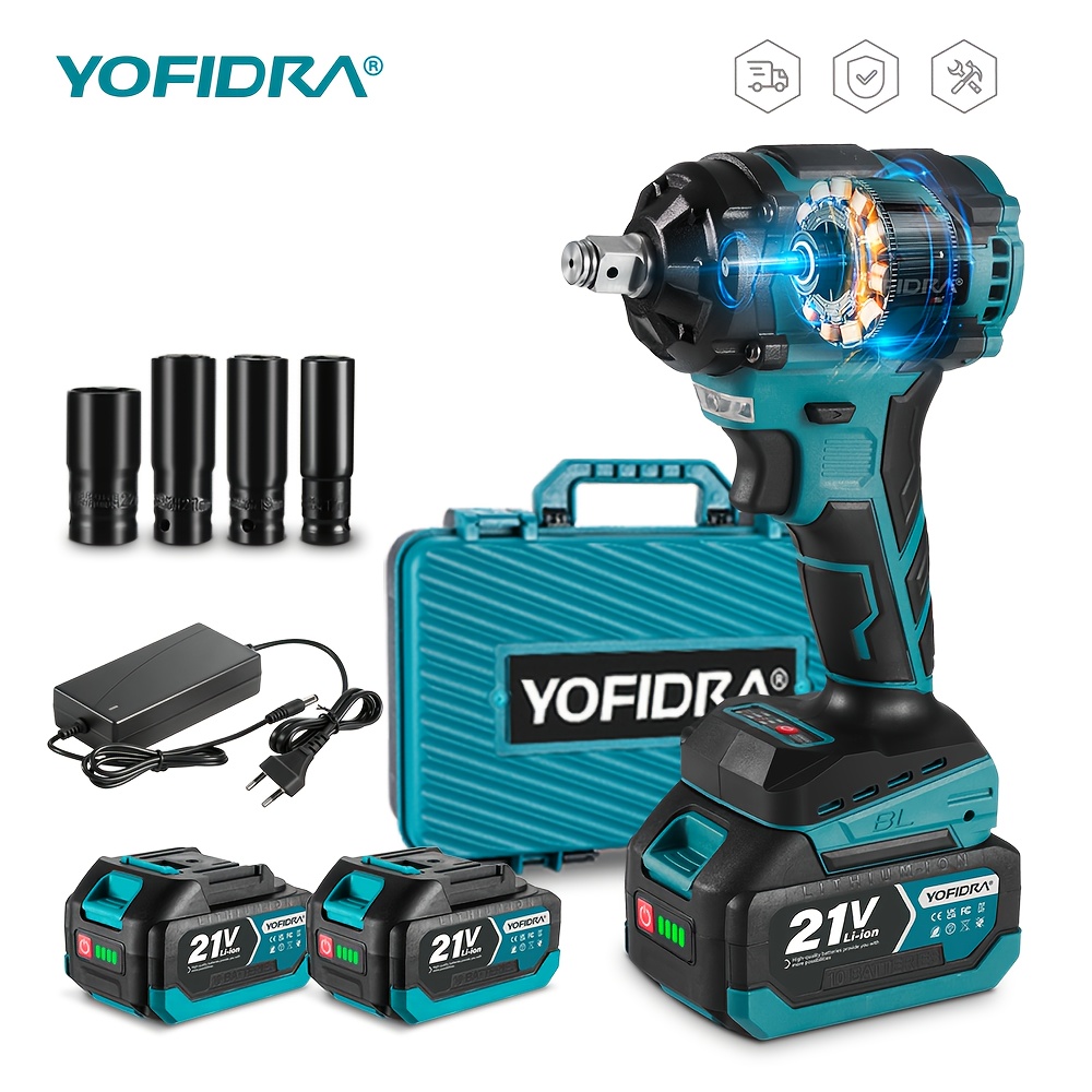 Image of 1/2 Inch Impact Wrench Drill Bits Screwdriver Power Tools | Suitable For Home, Car Maintenance, Furniture Installation, Industrial Tools, Battery Powered, Rechargeable Lithium Battery, Capacity