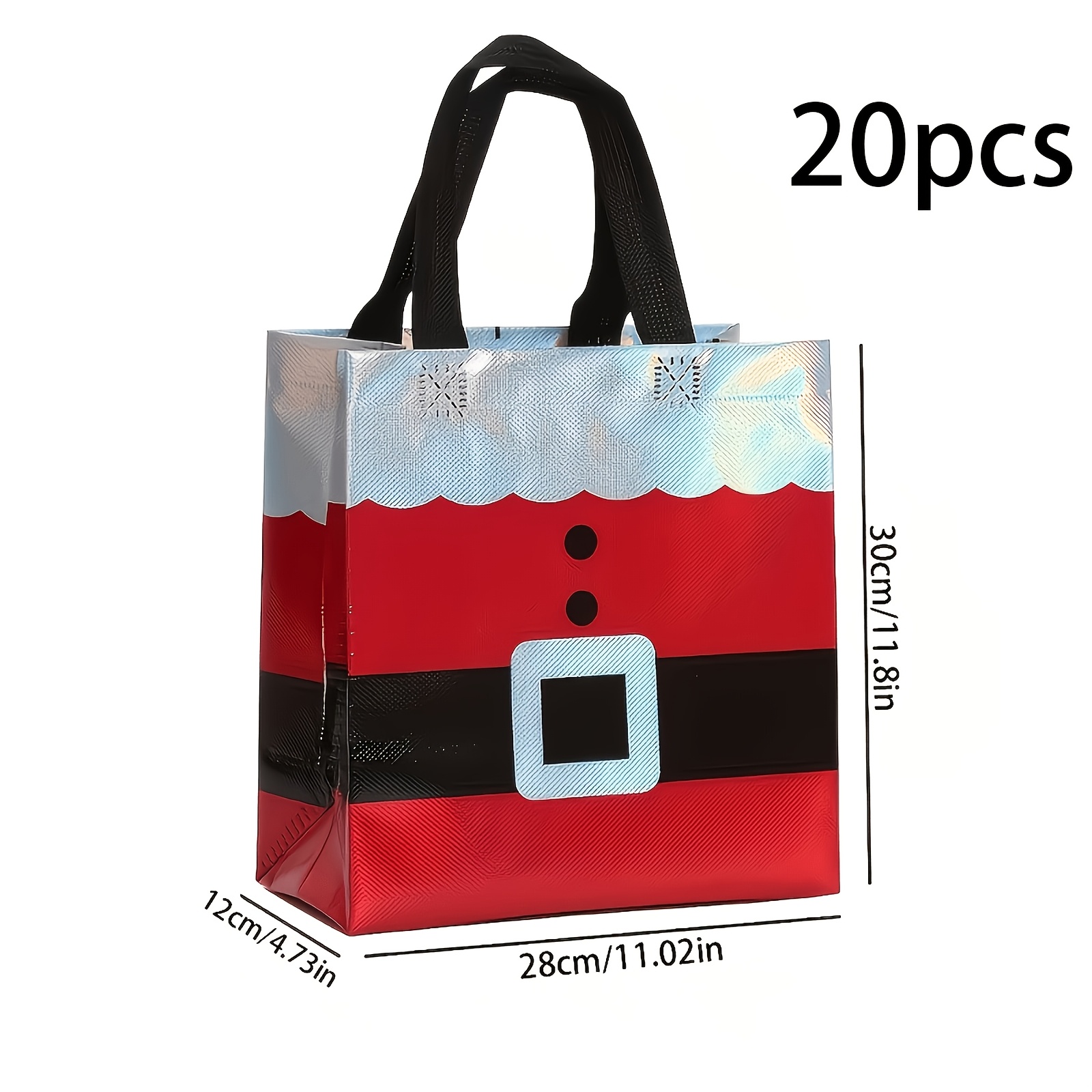 TEMU 5/10/20pcs Christmas Gift Bags, Santa Claus Design With Reflective Effect, Reusable Tote Bags For Christmas Party Favors, Holiday Gift ,