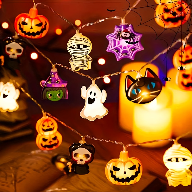 1pc LED Fairy with -like Button Control - Multi-Color Changing (Warm White, Green, Purple, Orange, Black, Yellow, , , Red, Brown, Gray, Cyan) - Indoor/ Halloween & Christmas Party Decorations - LED String with Hanging Hooks - Compatible with Pumpkins, Ghosts, Witches, Spiders, Mummies, Angels - Battery Not Included - Safe & Easy Use