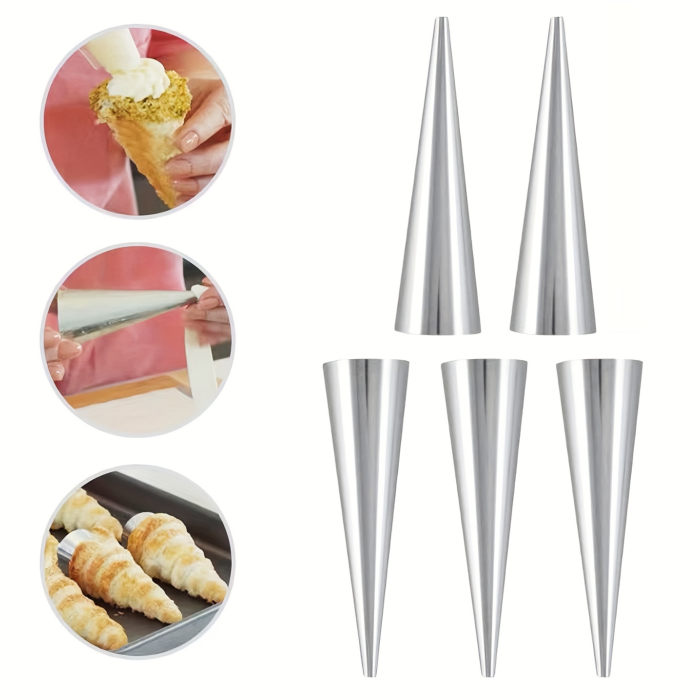 Stainless Steel Cream Horn Molds Cone Shaped Danish Pastry - Temu