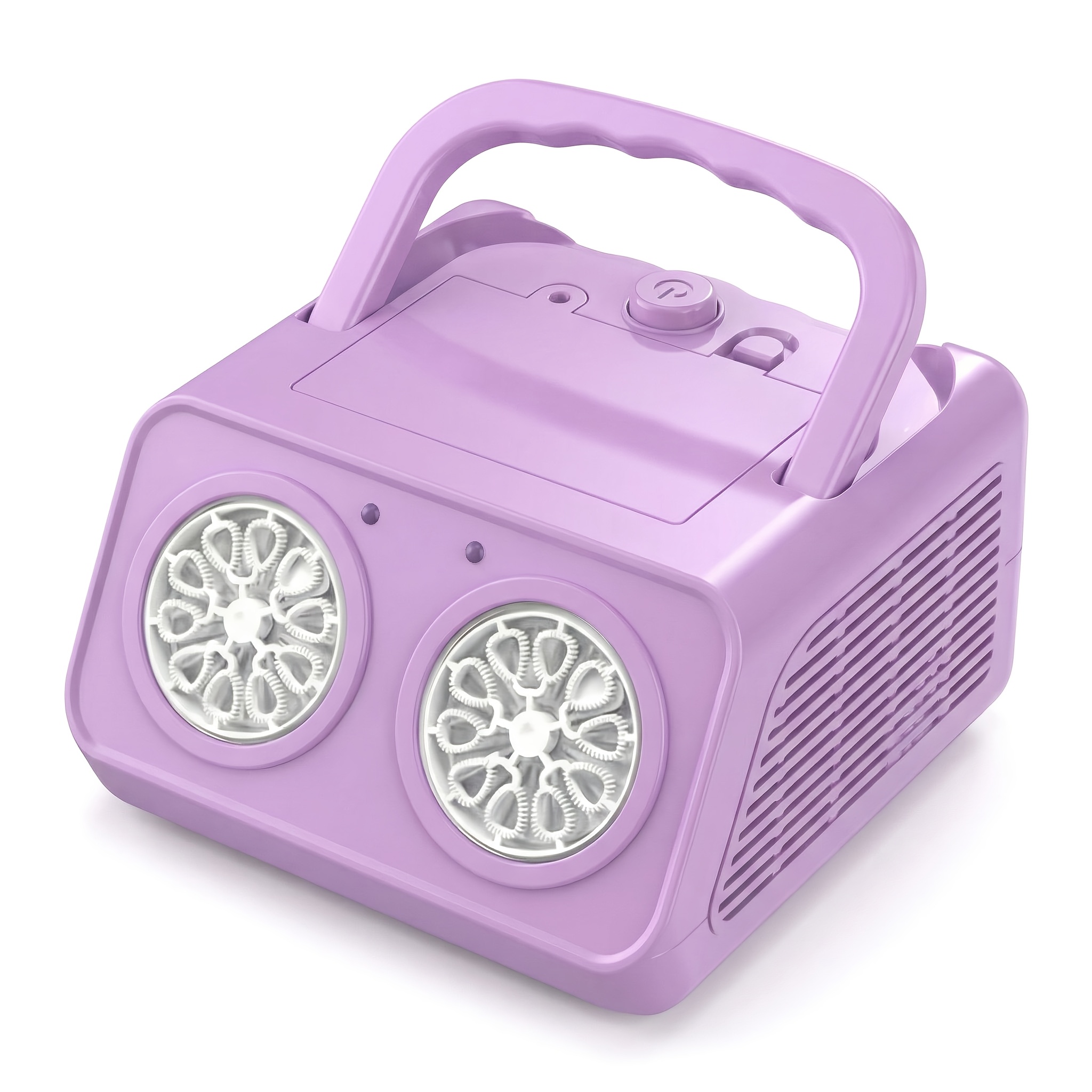 TEMU Machine à bulles de scène mini portable violette, souffleur de bulles automatique à double ventilateur avec 2 vitesses réglables, alimentée par