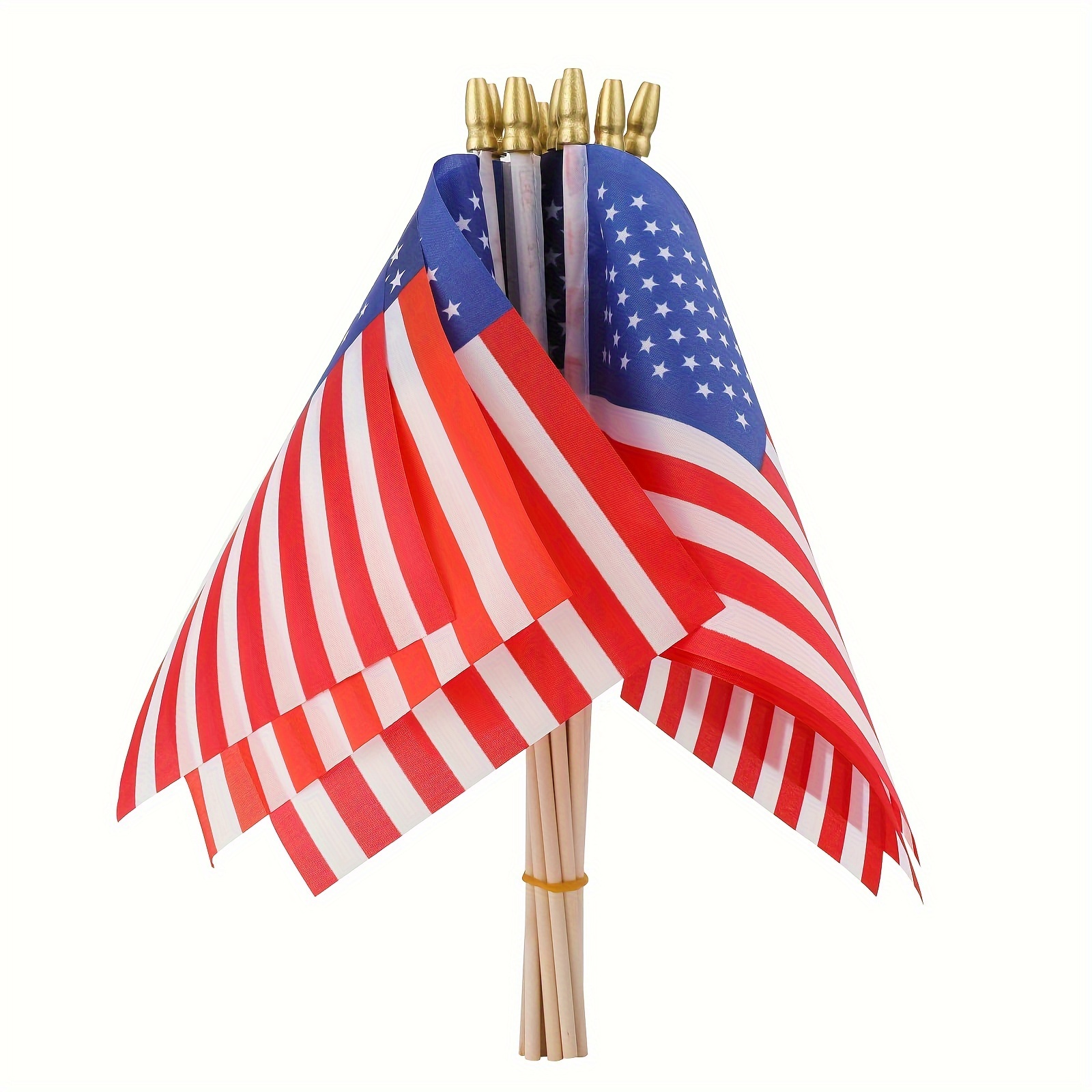 

12 Packs, Small American Flags On Stick 5 * 8 Inch Mini American Flags, Us Hand Held Wooden Stick Flag With Safe Spear Top Polyester Full Color Tear-resistant Flag For 4th Of July Decorations