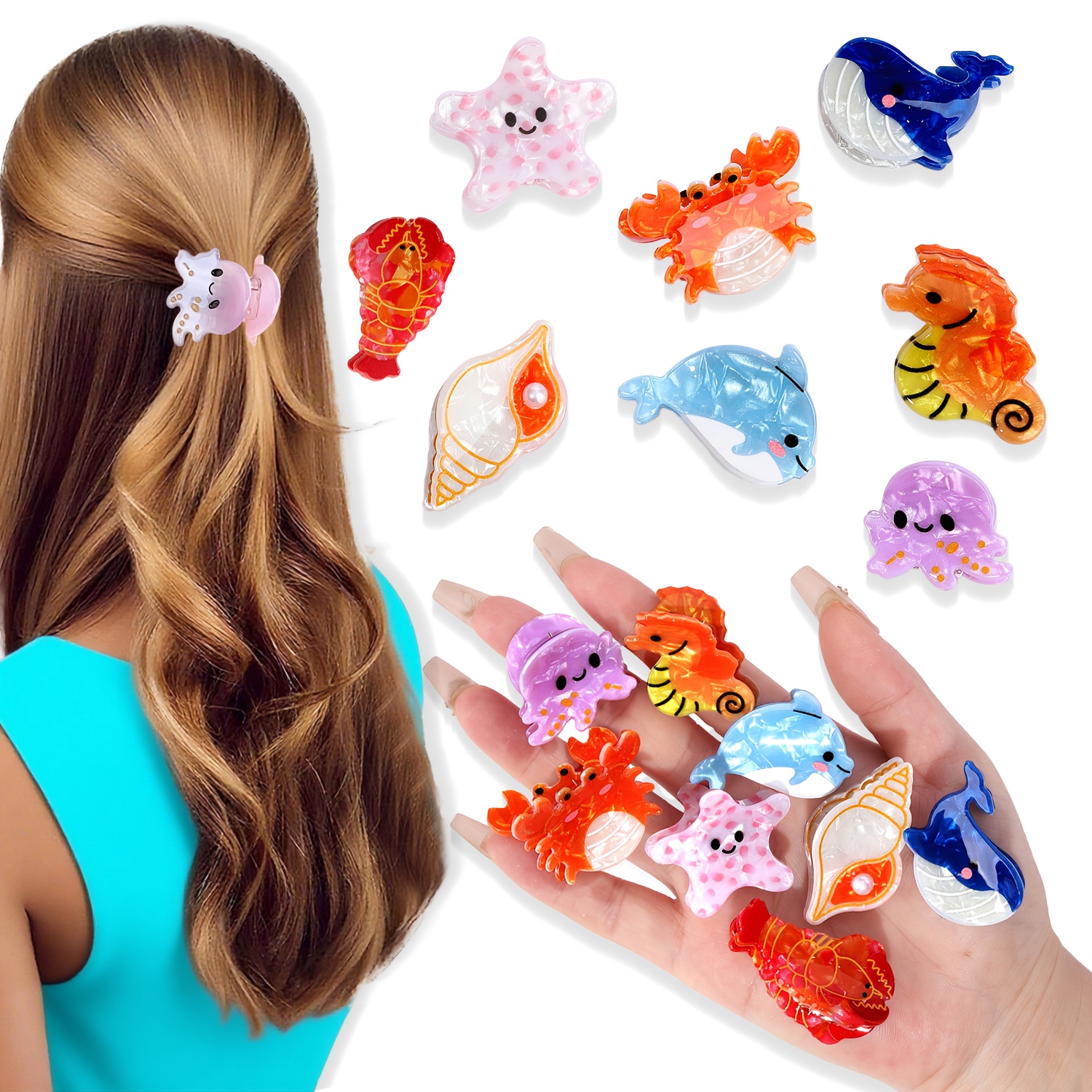 5pcs small ocean animal hair clips set cute - Temu Canada