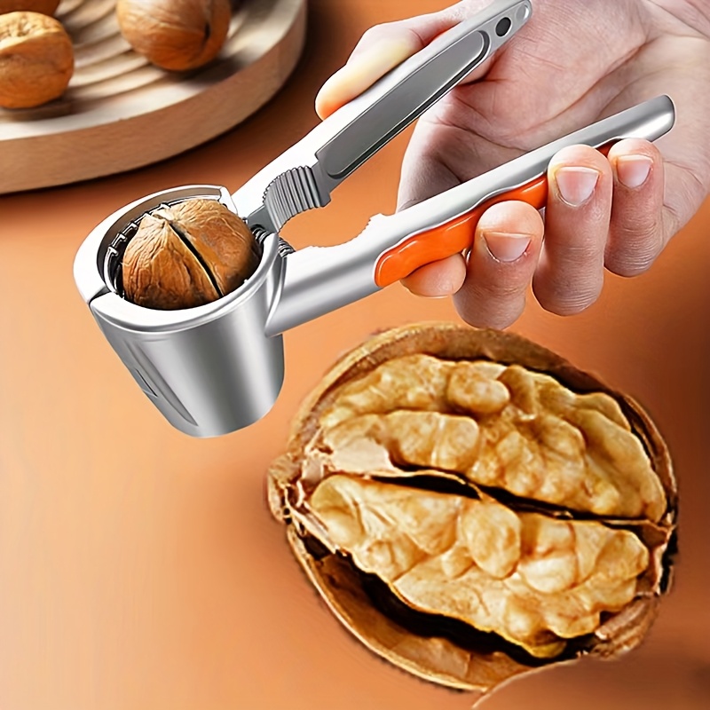 

1pc Aluminum Nutcracker - Multifunctional , , , & Sheller With Orange Handle - Essential Kitchen Tool For Quick Nut Opening