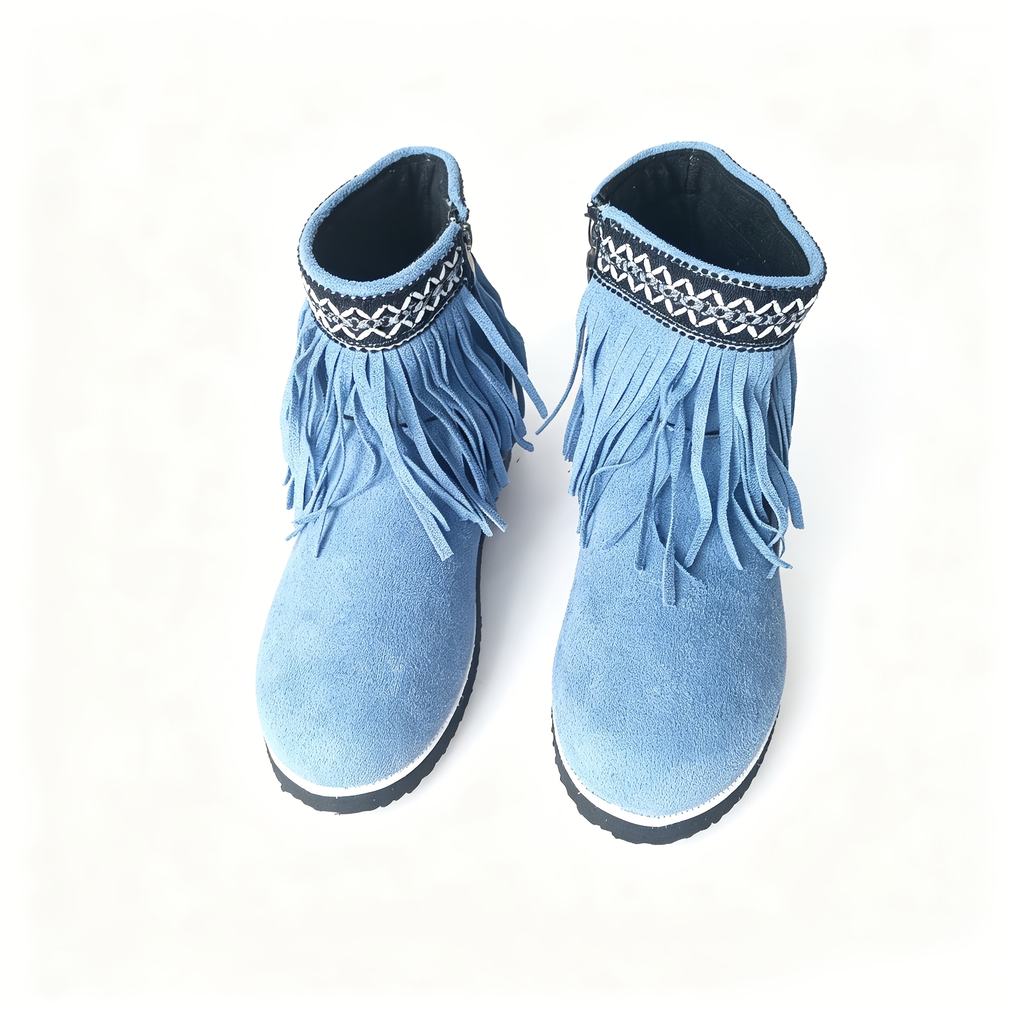 TEMU Outdoor Boots And Ankle Boots, Side Zipper, Tassel Decor, Flat Shoes, Lightweight, Autumn Winter Shoes, Women's Women Shoes Diamond Check Retro