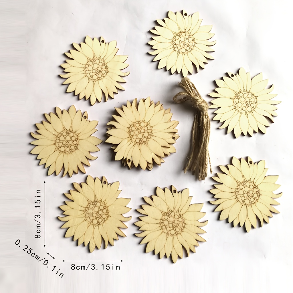 10pcs Wooden Sunflower/chrysanthemum/sunflower Hanging Ornaments, Rustic Farmhouse Home Wall Decor Hangings, Wall Hanging Decorations