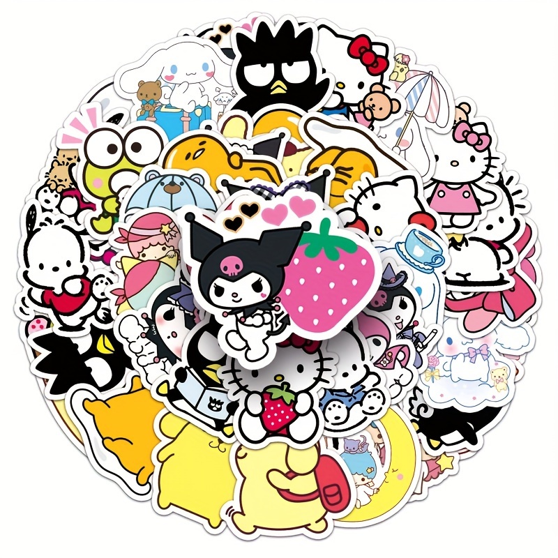 

Cute Cartoon Stickers - Hello Kitty, Pompompurin & Cinnamoroll Waterproof Decals For Notebooks And More