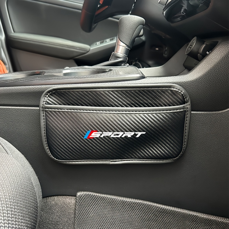 Image of 1 Sporty Car Storage Bag, Multi-functional Storage For 's Side Center Console, Waterproof Carbon Fiber Texture Pu Leather, Suitable For 1, 3, 5, And X1, X3, X4, X5, X6, X7