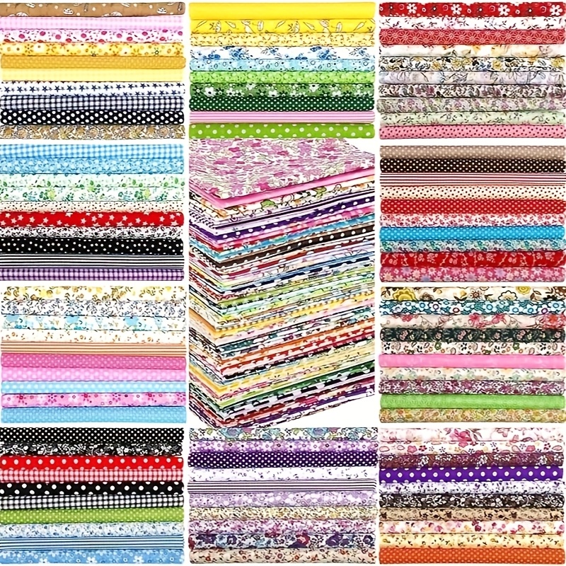60 100pcs 3 9 3 9in polyester fabric set diy small floral fabric heads   printed flowers printed handmade doll handmade   small fabric pieces fun handicrafts creative fabric random color