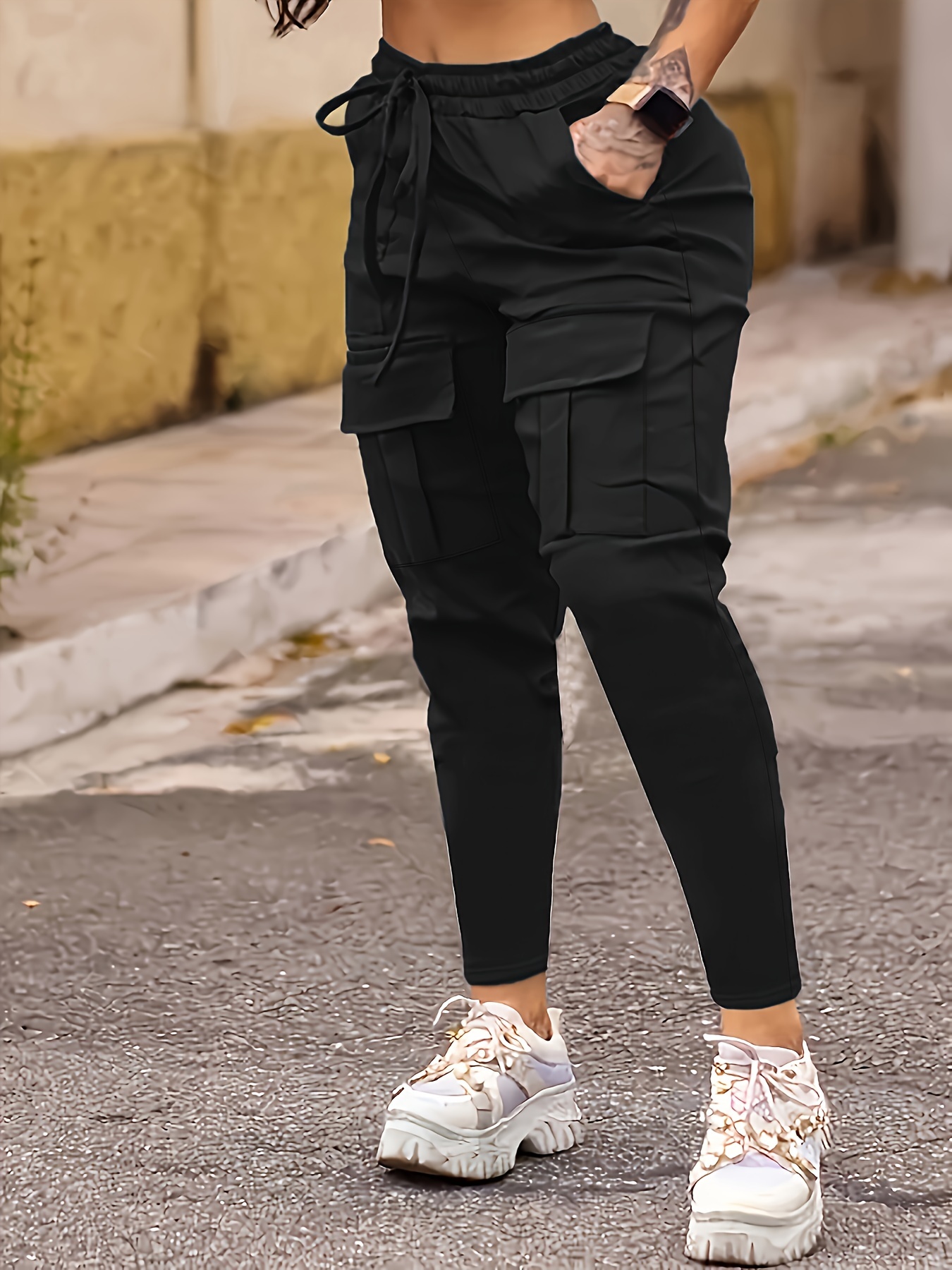 Pantalón Cargo Jogging Con Friza Mujer Pantalón Jogging Jogger