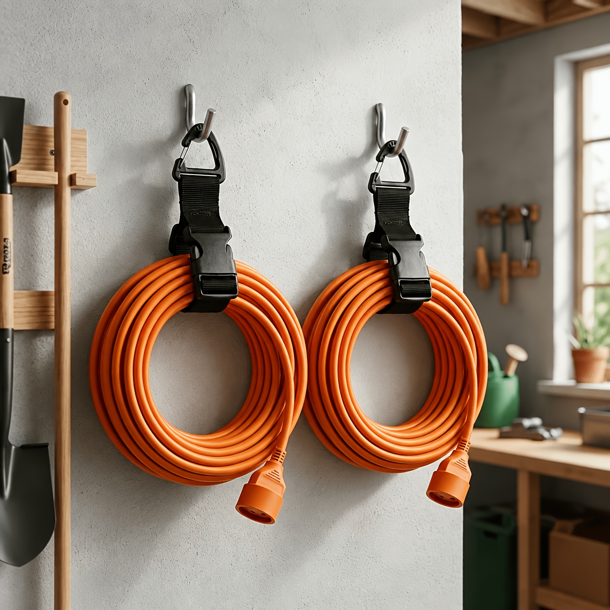 TEMU 2 Heavy-duty Adjustable Extension Cord Organizers With Tri-axis Locking | Black Durable Polypropylene Cable Harness, Suitable For Studio And