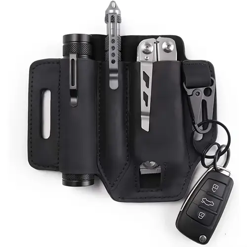 new edc tool leather case wilderness survival storage waist bag portable tool flashlight cover knife cover waist