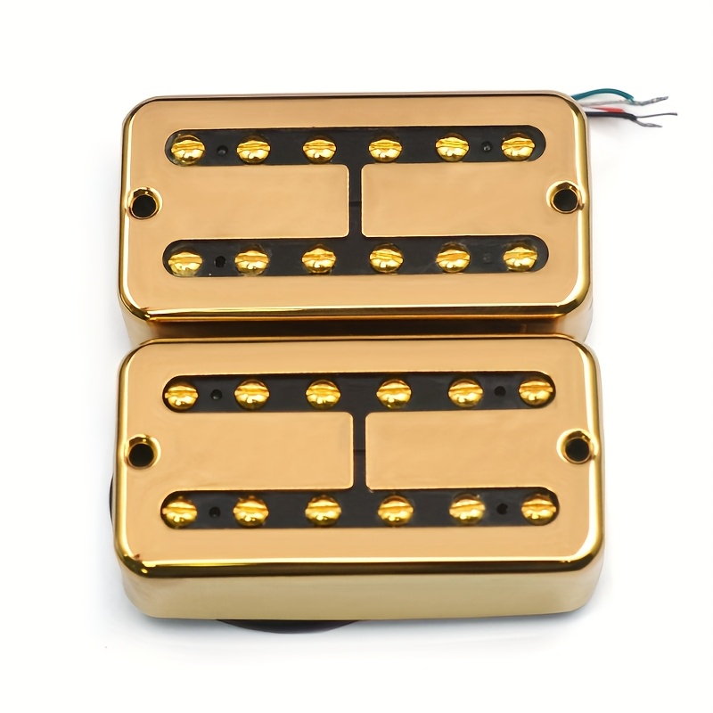 [Alnico 5 Guitar Pickup] Alnico 5 Golden/Chrome Electric Guitar Humbucker Pickup | FT Style Neck-7.5K & Bridge-8.6K Coil Splitting Pickups for Electric Guitar
