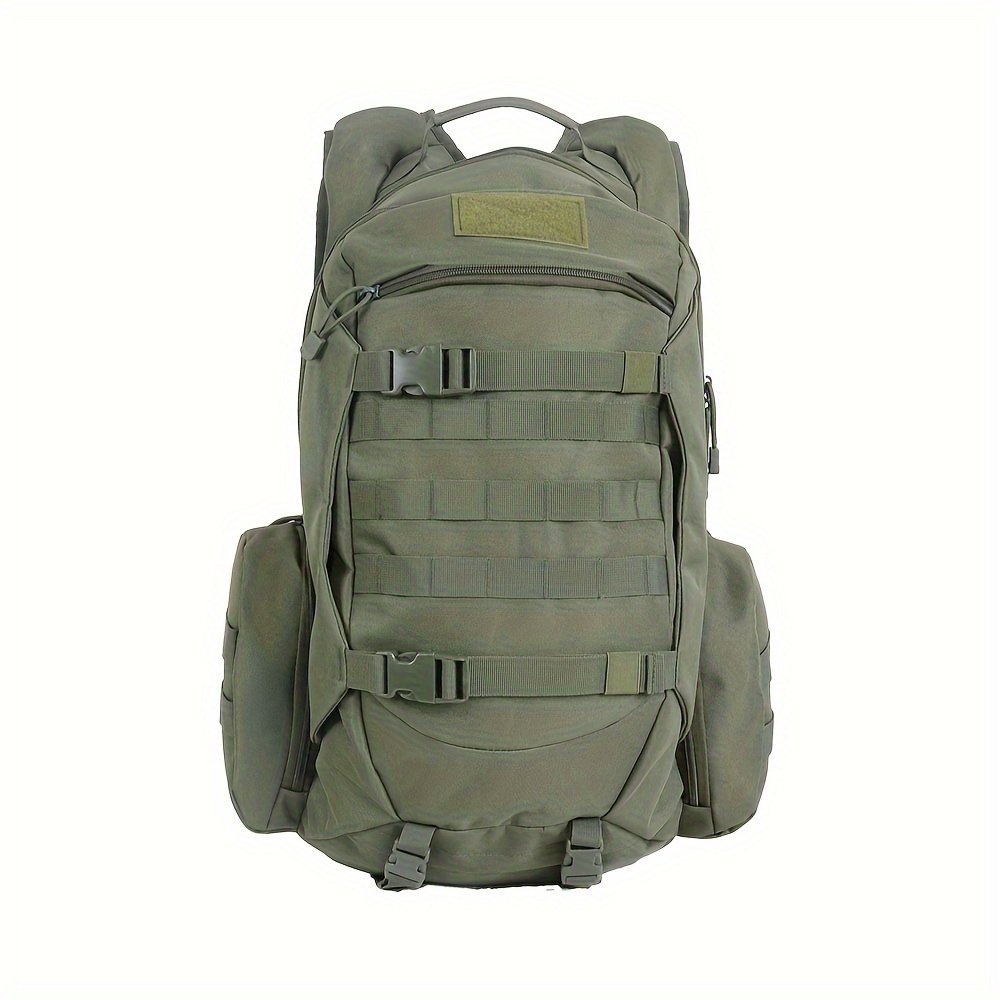 45l Tactical Camouflage Backpack For Men - Olive Green Polyester Hiking & Camping Backpack With Adjustable Shoulder Straps, Molle Webbing, And Multiple Compartments For , Camping Gear