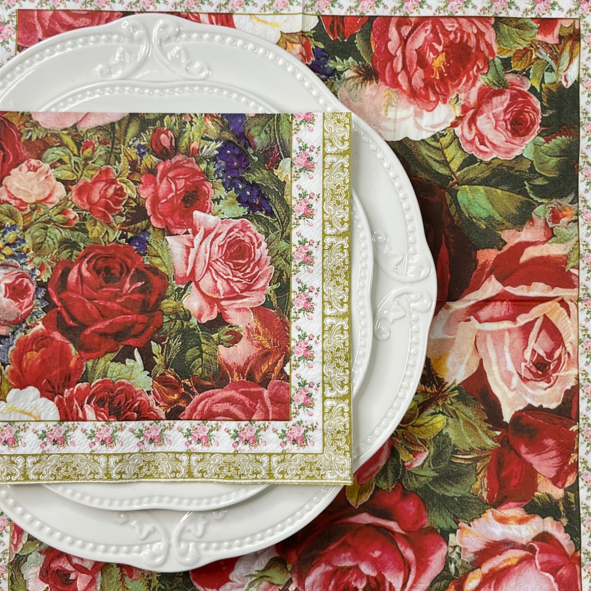 

20pcs Vintage Floral Watercolor Design Paper Napkins, 2-ply Decorative Napkins, 13x13 Inch, For Wedding, Birthday, Anniversary, Home & Restaurant Use