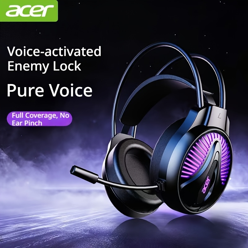 TEMU Casque Filaire Acer, Casque de Gaming Supra-auriculaire pour Ordinateurs de Bureau et Portables, 7.1 Canaux avec Son Stéréo Surround 3D,